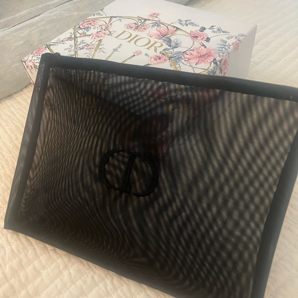 Dior | Bags | Christian Dior Black Mesh Zippered Bag Pouch Clutch